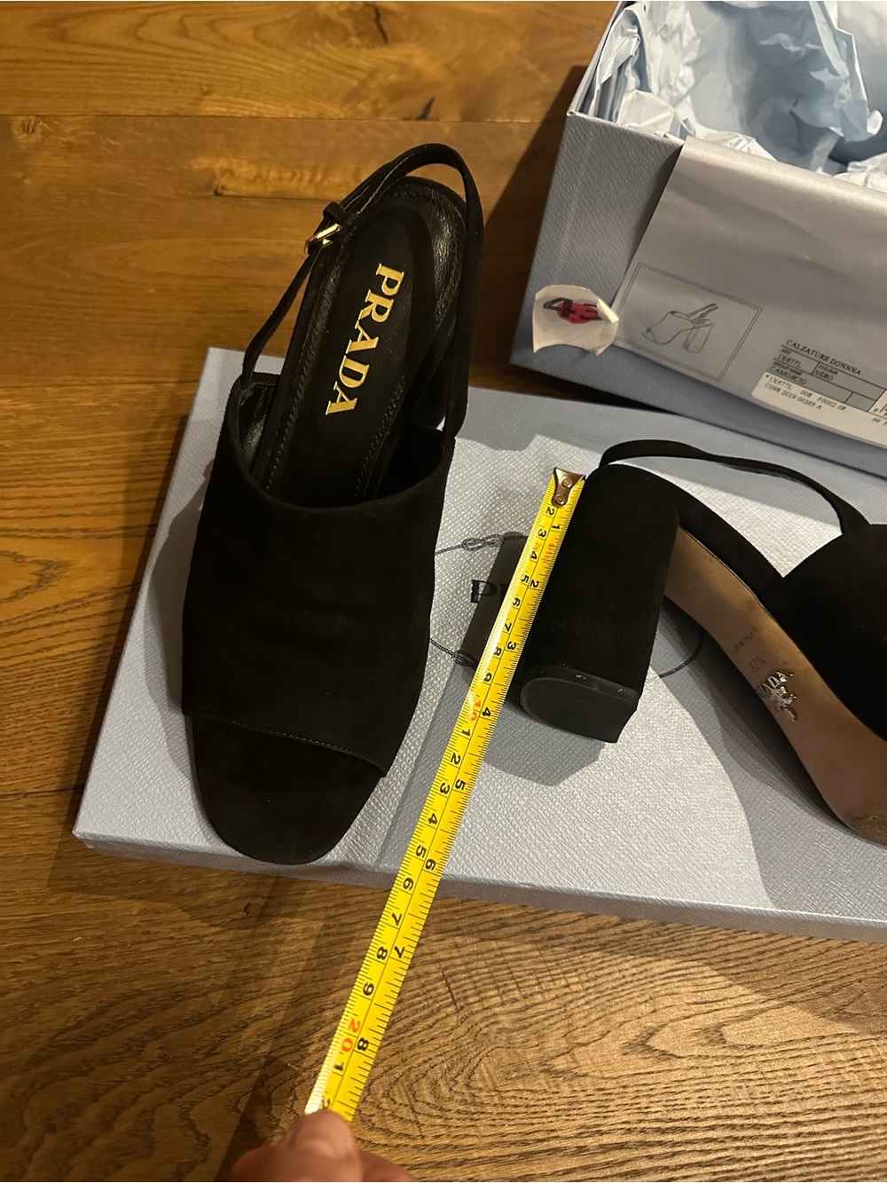 Prada Black Suede Ankle-Strap Block Heels - Picture 14 of 15